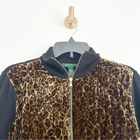 NEW $199 Lauren Ralph Lauren Wool Silk Leopard Quilted Sweater Jacket Size Large - Picture 2 of 8
